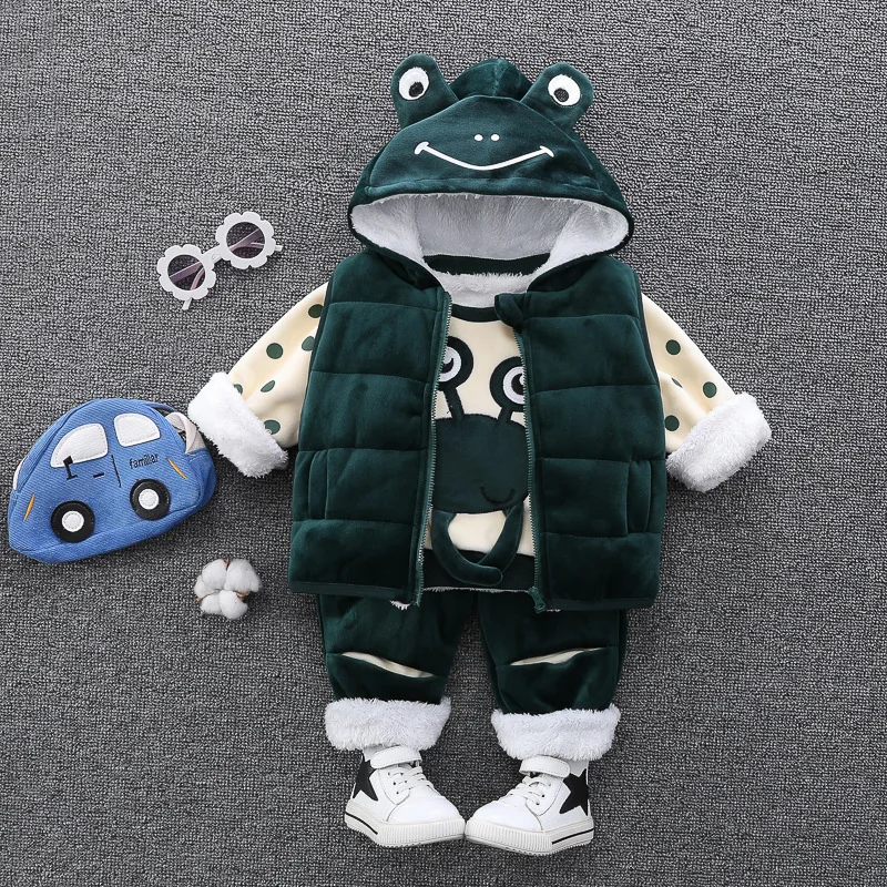 

Winter Newborn Infant Boys Girls Baby Clothes Velvet Tops Pullover Vest JaIcket Pants 3Pcs/Sets Baby Outfits Kids Sport Clothing