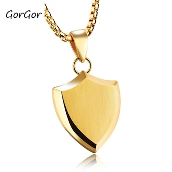 

GorGor Unisex Pendant Korean Fashion Simplicity Triangle Shield Titanium Steel Necklace Trendy Male Student Accessories 1170