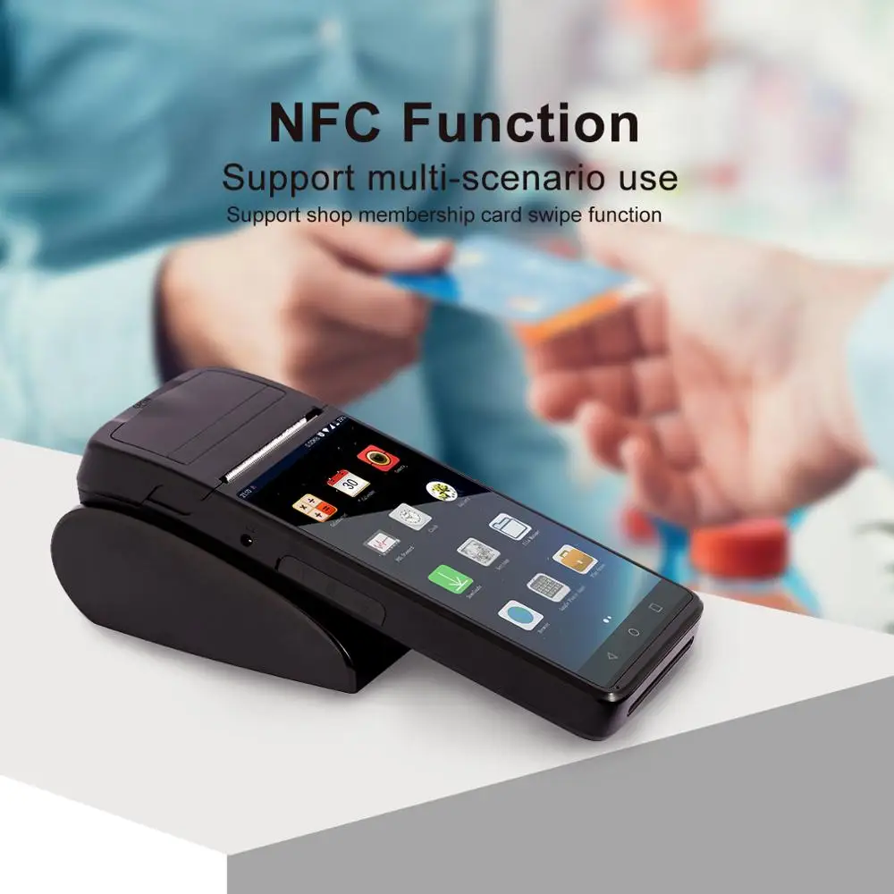 Ручной POS терминал с Bluetooth Wi Fi 4G Android термопринтер QR код 1D сканер штрих кодов 2 + 16