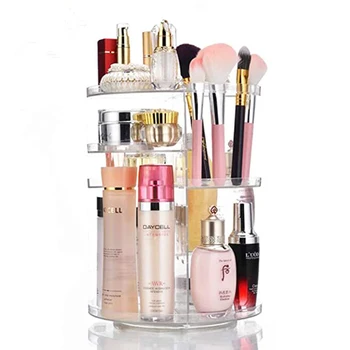 

Transperant 360° Rotating Makeup Organizer DIY Adjustable Cosmetic Stand Box 7 Layers Make Up Storage for Bedroom, Bathroom