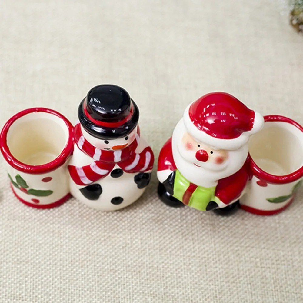 Christmas ceramic toothpick holder Santa Claus snowman Xmas desktop Home Ornament toothpick Storage holder Organizer supplies 5