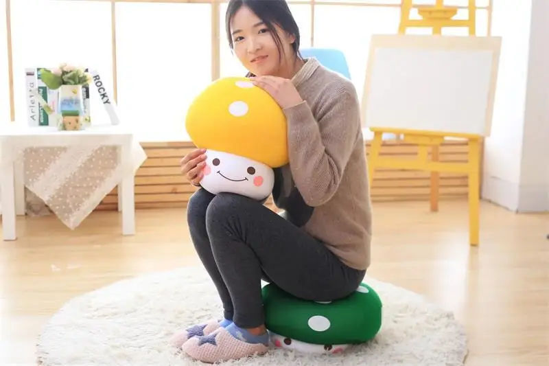 Cute Colorful Foam Particles Mushroom Pillow Stuffed Toy Performance Props Children Holiday Gift