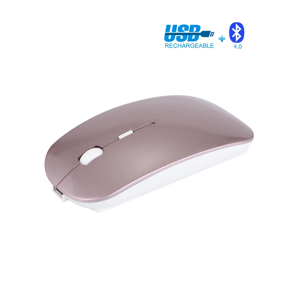 Jelly Comb перезаряжаемая 2,4G беспроводная мышь Bluetooth 4,0 Untral тонкая Бесшумная эргономичная мышь для Apple Mac ПК ноутбука Бесшумная - Цвет: Rose gold bluetooth