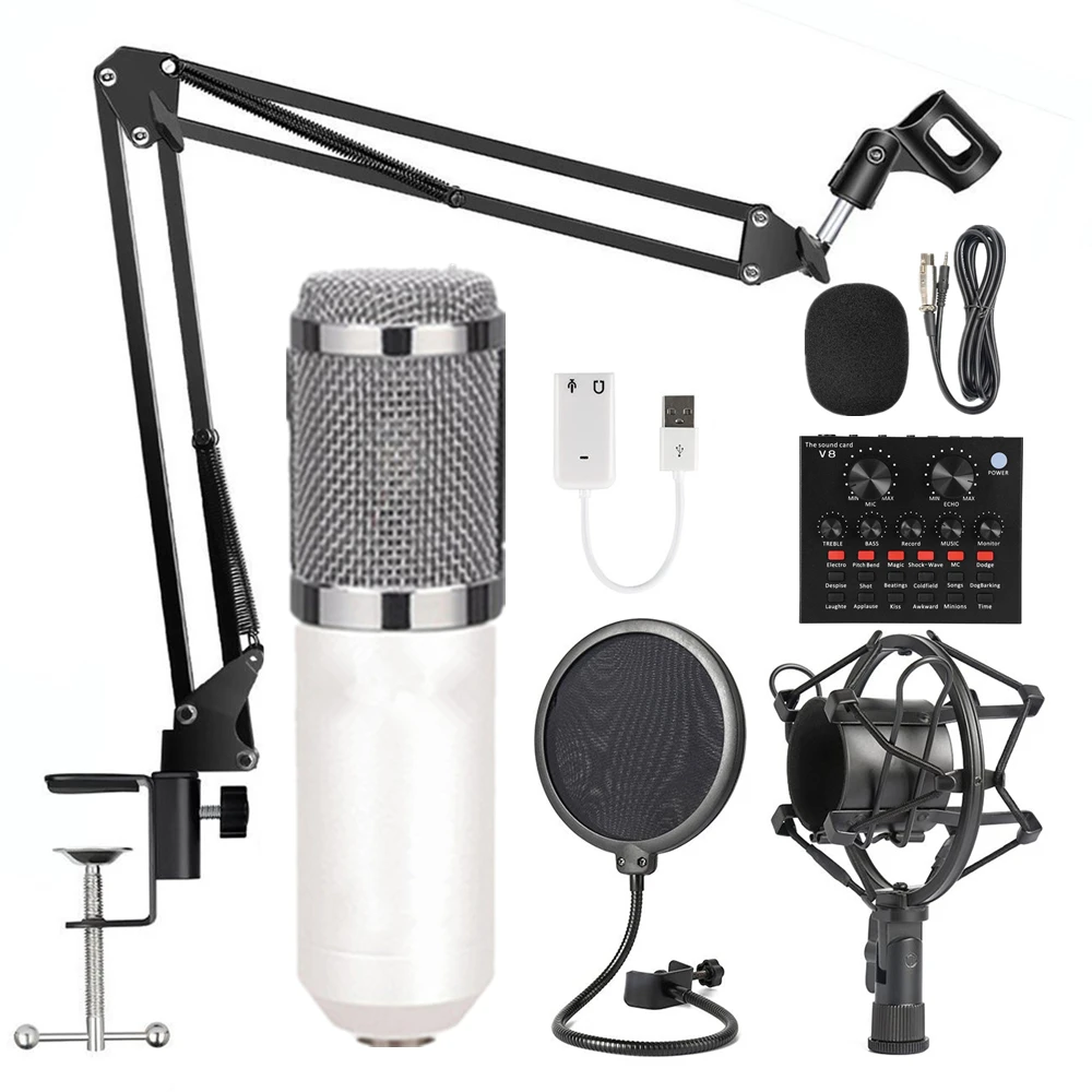 BM800 караоке микрофон Студийный конденсаторный микрофон Микрофон bm-800 для KTV радио Braodcasting Пение Запись компьютера BM 800 - Цвет: White Package 2 V8