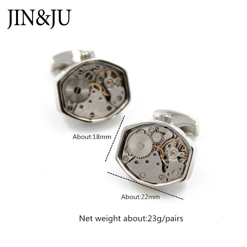 Фото JIN & JU горячая Распродажа, нефункциональные запонки для часовых часов для мужчин, серебряные запонки из нержавеющей стали, свадебные подарки для гостей №2