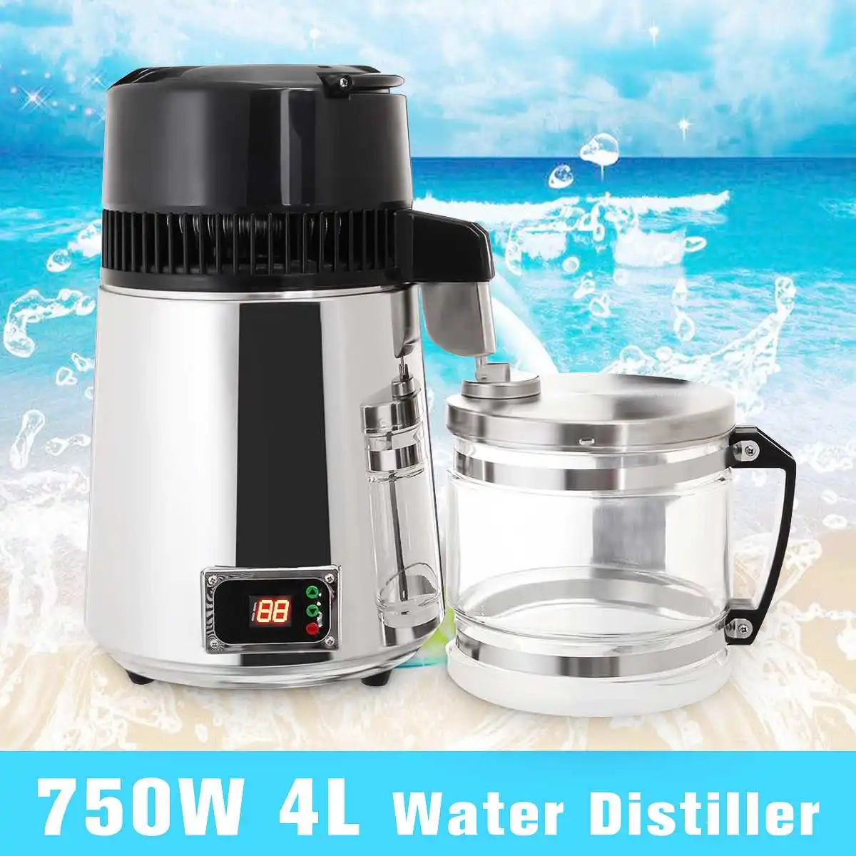 

4L Water Distiller 304 Stainless Steel Housing Use Pure Water Distiller Purifier Filter Distilled Water Device Safe Health Drink
