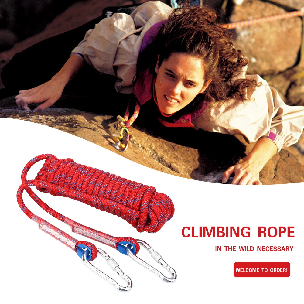 Climbing Rescue Camping Tarp Ropes Climbing Ropes Rock Dual Hook Cord 10mm Rope Rappelling Ropes for Tying Down Tarp