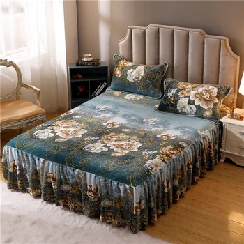 

Floral Fitted Sheet Cover Graceful Bedspread Fitted Sheet Bedroom Bed Cover Skirt Wedding Housewarming Gift No Pillowcase