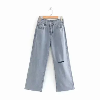 

2020 autumn European and American women's new loose version of wide-leg jeans women