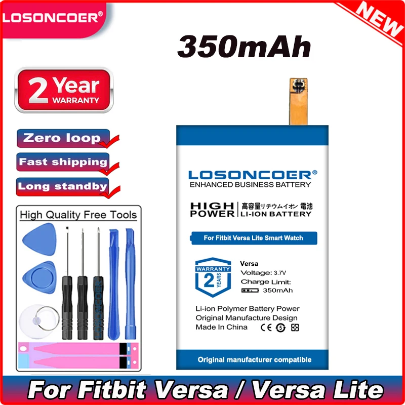 LOSONCOER 350mAh Battery for Fitbit Versa / Lite FB504 FB505 SP271828SF Heart Rate Monitoring Smart Watch Free Tools | Электроника
