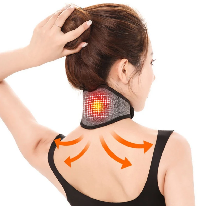 Tourmaline Neoprene Neck Support Orthotic Magnetic Therapy Wrap Protect Tourmaline Tape Heat Pads For Neck Pain Back