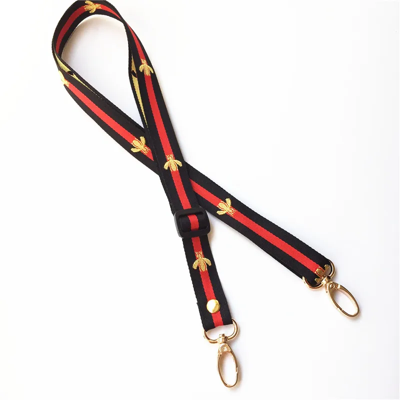 black red bee belt 2 см ширина Золотая застежка 120 см модная тканевая сумка через плечо с ремешком тканые Аксессуары Сделай Сам крест тело регулируемый телефон сумка ремешок Замена - Цвет: black red bee belt