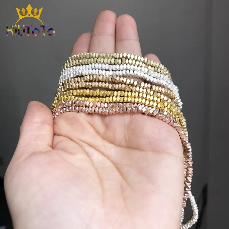 3*2mm Natürliche Rose Gold Silber Farbe Hämatit Perlen Matt Polnischen Matte Perlen Für Schmuck Machen DIY Armband zubehör 15'' – Detail 8