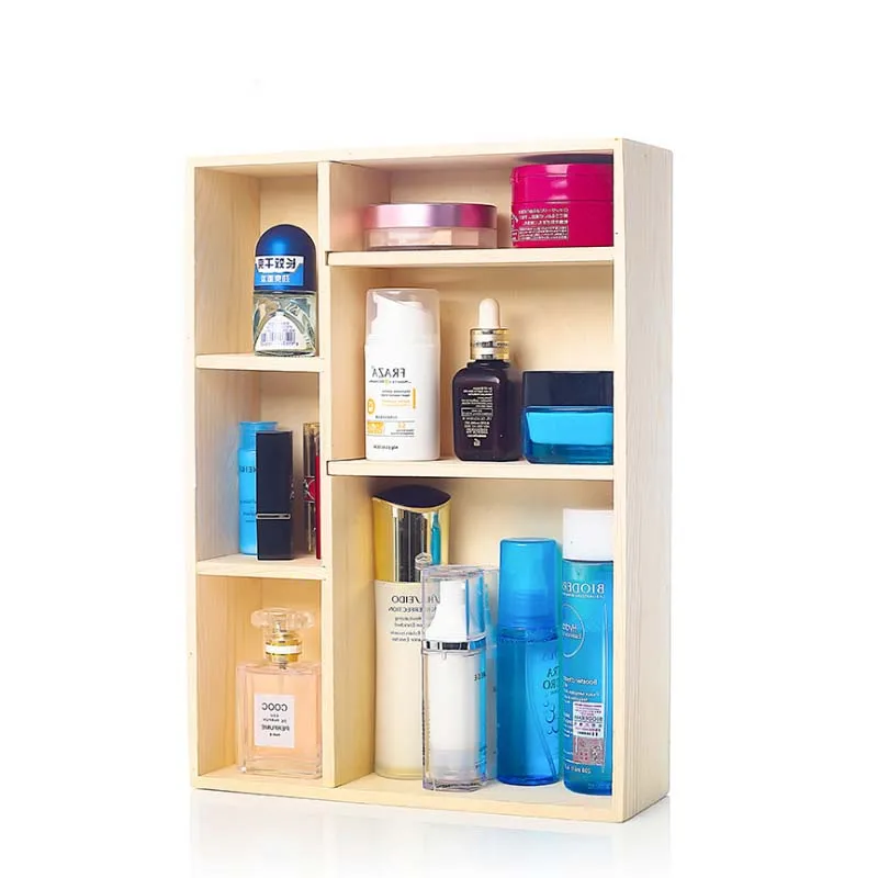 

Solid Wood Makeup Display Home Dressing Table Cosmetics Nail Polish Storage box Grid Display Tray Lipstick Display Stand