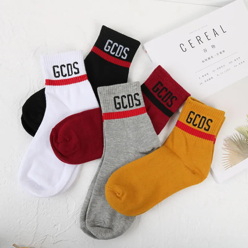 3 пар/лот) мужские и женские носки смешные носки Харадзюку GCDS буквы хлопковые носки Kawaii женские носки повседневные удобные белые черные