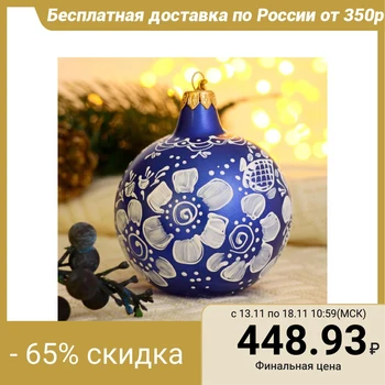 

Christmas ball d-8 cm "Flower painting" hand-painted 5227236