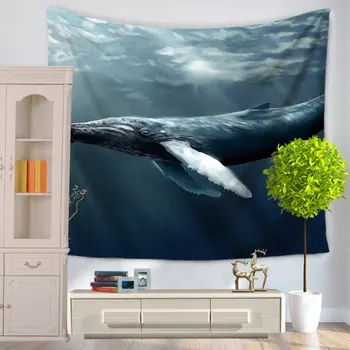 

Sea World Shark Pattern Home Furnishing Bohemian Tapestry Wall Hanging Sandy Beach Picnic Throw Rug Blanket Camping Pad