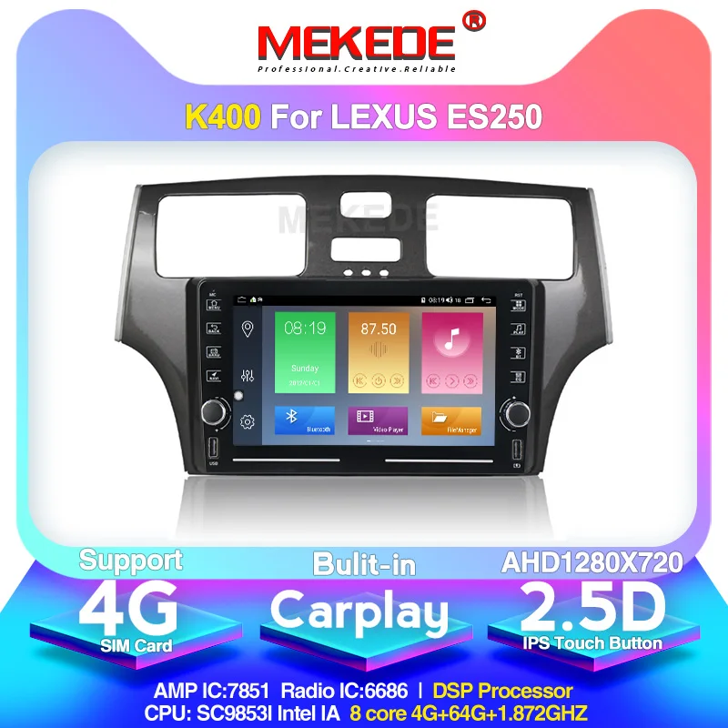 MEKEDE K400 Android 10 Car multimedia player For Lexus ES250 ES300 ES330 2.5D screen head unit support WIFI CARPLAY 4G LTE | Автомобили и