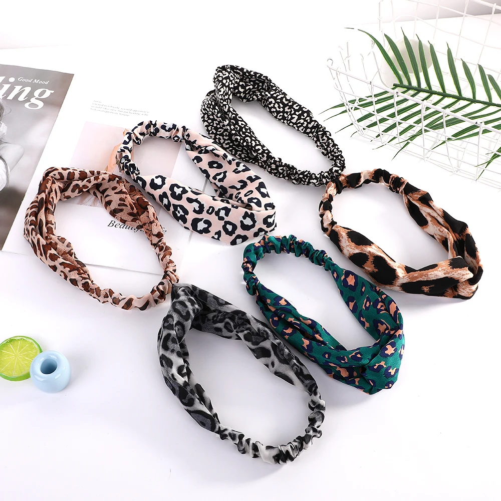 

New ladies fashion leopard snake pattern trendy hairband hair accessories wild printing retro hair ring headband jewelry yoga