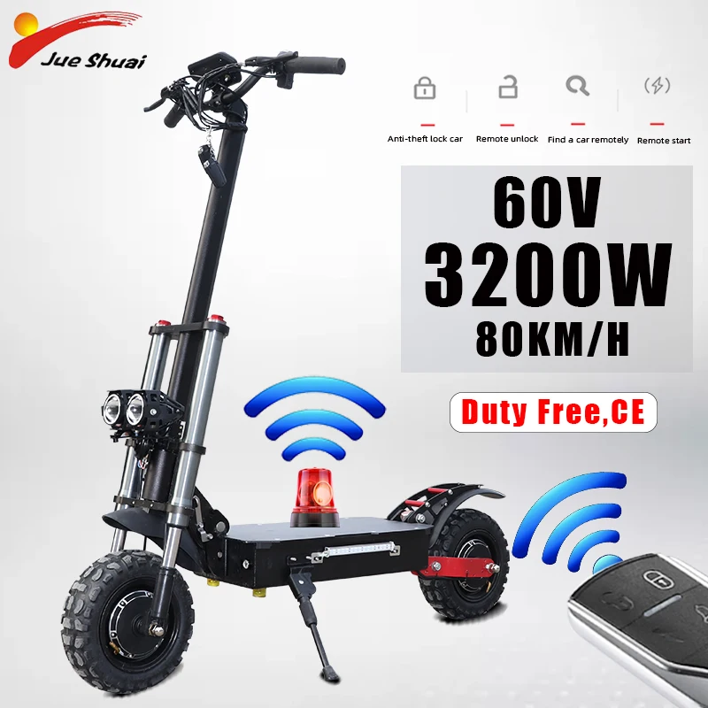 Over than 100km Adult Electric Scooter with seat 60V 3200W Foldable Hoverboard 36AH 11inch Tire Long Skateboard e scoote CE | Спорт и