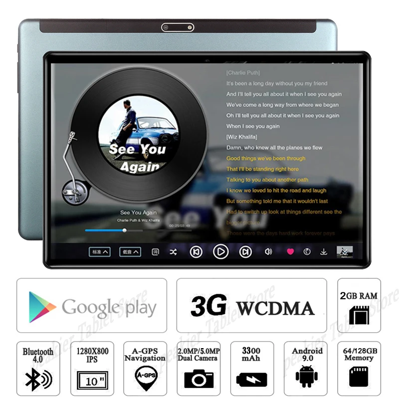 Глобальная версия новый планшет Google 2GB + 32GB 10 дюймов 1280x800 2.5D стекло Android 9 0 планшеты