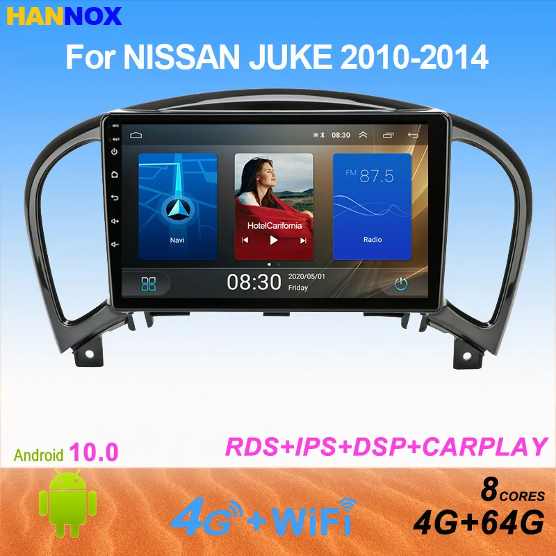 Мультимедийный DVD плеер HANNOX 9 'IPS Android10.0 для NISSAN JUKE YF15 2010 2014 автомобильное радио GPS