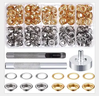 

(100Sets/partij)6MMBlow hole eyes gold silver Ipomoea Snap Knoppen Installatie Tool Metalen Klinknagels Kinderkleding Knoppen
