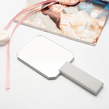 

Portable Acrylic Makeup Mirror Personalized Wedding Gift Black White 2 Color Handle Mirror Beauty Special Makeup Mirror Portable