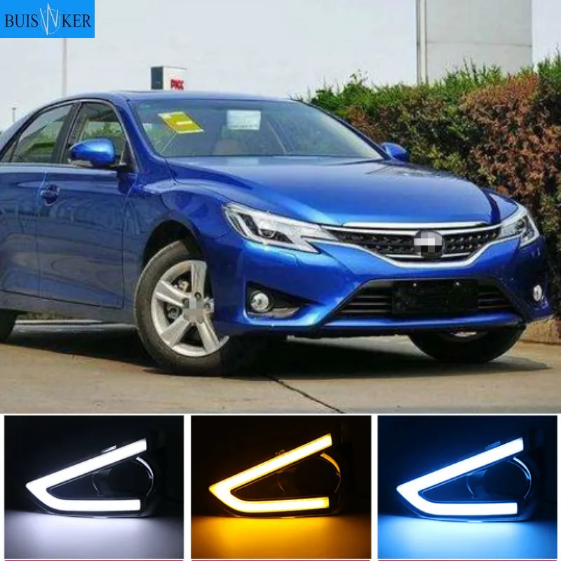 

1 пара светодиодный DRL Дневной светильник с поворотник противотуманных фар DRL для Toyota MARK X REIZ 2013 2014