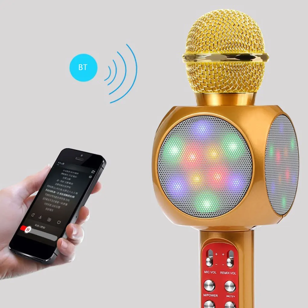 Портативный Bluetooth беспроводной микрофон караоке динамик KTV музыкальный плеер для вокала, с рекордером ручной микрофон