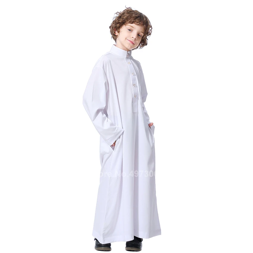 Muslim Robe Teenager Kids Saudi Arabia Pakistan Boy Thobe Middle East Full Sleeve Jubba Islamic Clothing