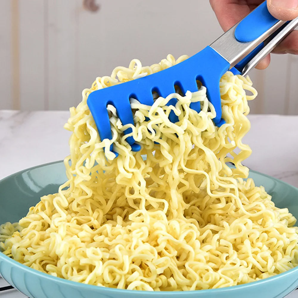 Food Grade Silicone Pasta Tongs Non-Slip Stainless Steel Food Tongs For Noodles Kitchen Tools BBQ Tools Accessories kitchen tools
