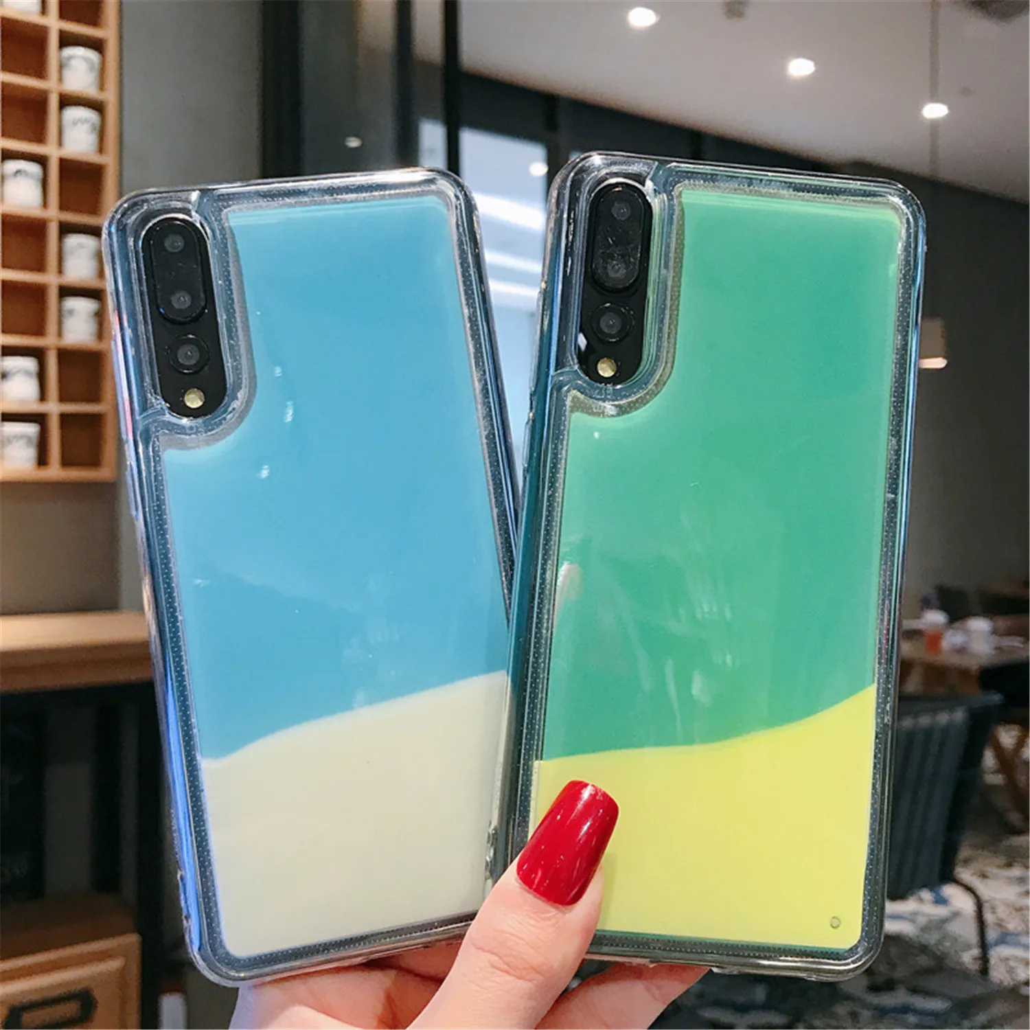 

Luminous Neon Phone Case for Huawei P20 P30 Lite Pro MATE 20 Lite Pro Glow in The Dark Liquid Glitter Quicksand Phone Cover Capa