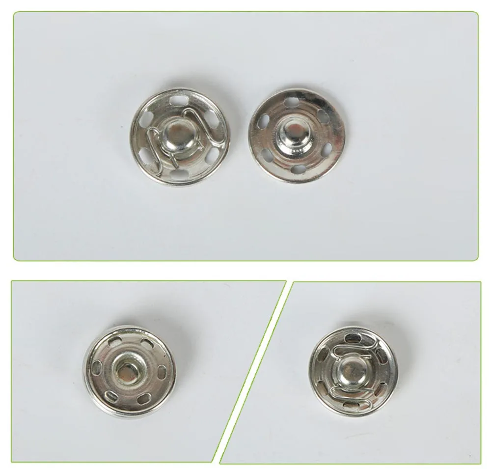 Aufnähbare Metall-Druckknöpfe, 8 mm ~ 25 mm, runder Druckknopf, schwarz, silberfarben, Druckknöpfe, Verschlüsse, Bekleidungszubehör – Detail 4