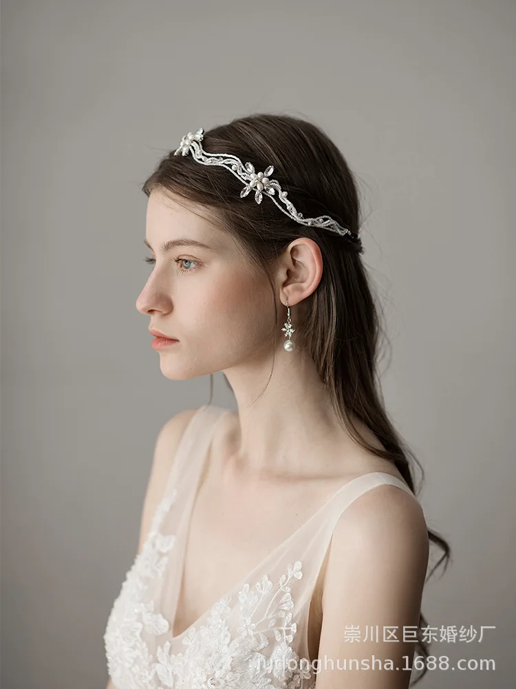 Freshwater Pearl Bride Hair Vine Wave Headpiece Handmade Bridal Beads Headband Wedding Hair Accessories