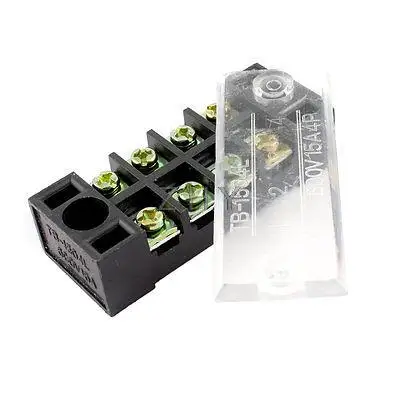 600V 15A 4-Position Screw Terminal Strip Covered Barrier Block Stripe | Электрооборудование