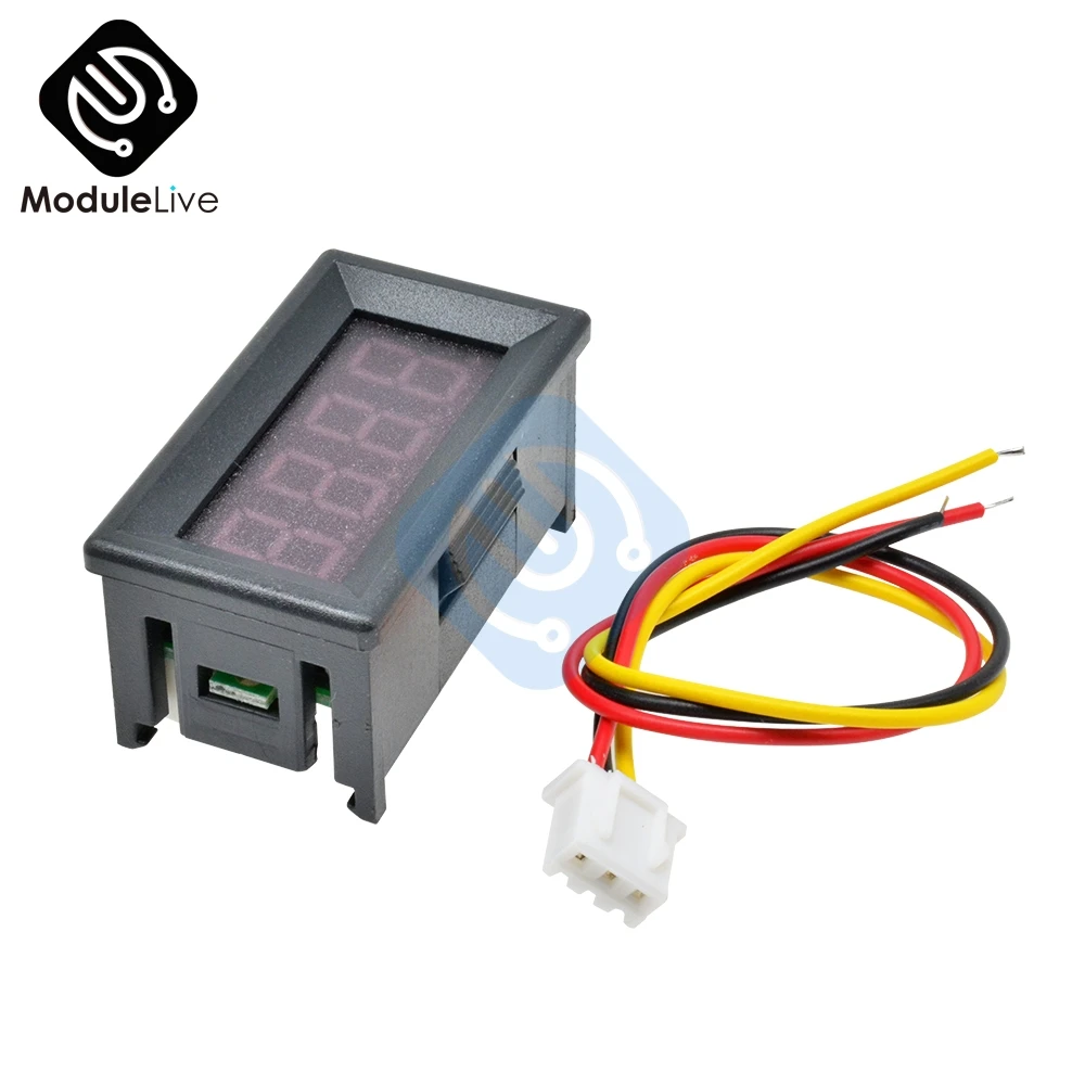 0.36 inch 0.36'' Mini Digital Voltmeter Volt Voltage Meter LED Panel Electric Voltage Tester 3 Wires 12V 24V 48V DC 0-100V 4 Bit