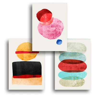 SET Watercolor Abstract Geometric Scandinavia Canvas Painting Print Poster Gallery Wall Art Pictures Interior Living Room Home Decor - Цвет: SET