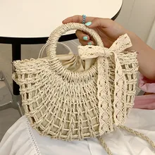 

Hollow Out Tote Bags for Women Straw Weave Shoulder Handbags Rattan Manufacture Crossbody Bag Ladies Summer Beach Messenger Bag