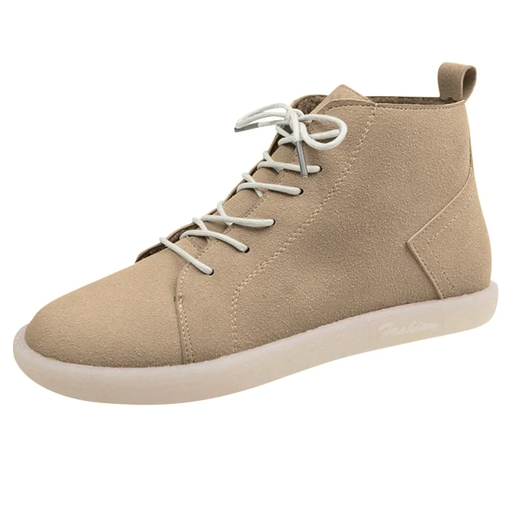 ankle boots for women luxury Lace Up Punk Ankle Cool boots Sewing Low Heels Warm black Boots chaussure femme ete#1104x35 - Цвет: Хаки