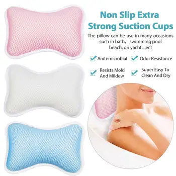 

3D Mesh Spa Non-Slip Cushioned Bath Tub Spa Pillow Bathtub Head Rest Pillow With Suction Cups For Neck And Back Bathroom Supply