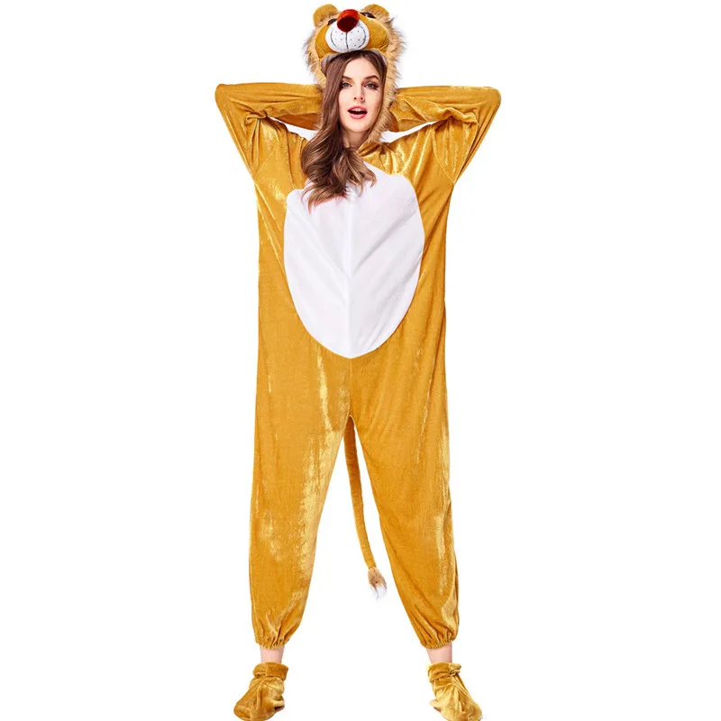 Unisex donna leone Cosplay uomo Halloween animali costumi adulto inverno  pigiama carnevale Purim Masquerade Rave Party Dress