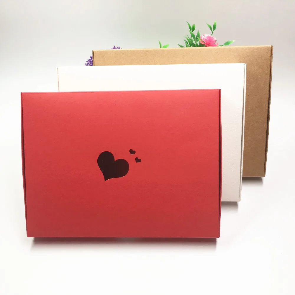 

30Pcs/Lot 20x15x2.5cm Lettering Hearts Paper Pack Cardboard Gift Boxes With Free Lace Shape Thank You Sticker For Thanksgiving