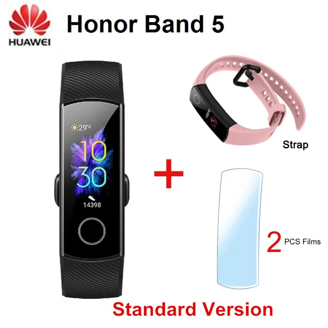 Смарт-браслет huawei Honor Band 5 NFC, измеритель пульса, кислорода в крови, спортивный смарт-браслет huawei Honor Band 5, умный Браслет - Цвет: Black  Pink Strap 1