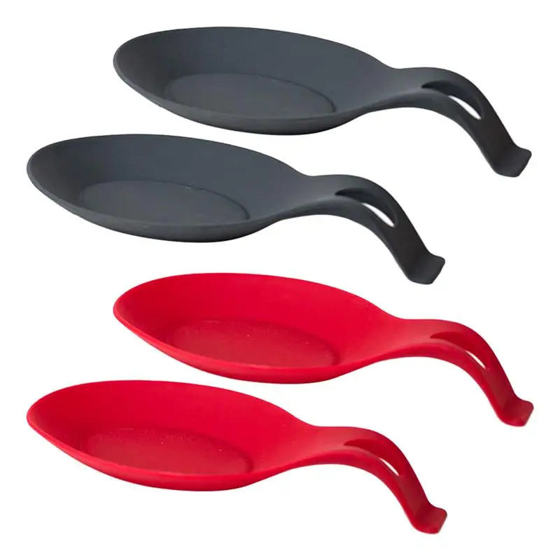 

4Pcs Silicone Spoon Holder Practical Spoon Rest Stand Heat Resistance Spoon Rack Pad For Home Kitchen Restaurant Shop