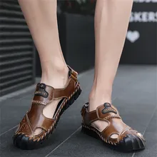 Для мужчин босоножки из искусственной кожи на открытом воздухе летние женские туфли-лодочки; сделанные вручную мужские шлепанцы, обувь Для мужчин пляжная дышащая Спортивная повседневная обувь 12,4