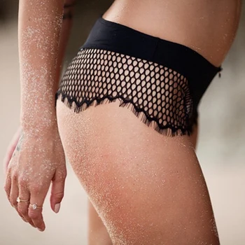 

Sexy Lace Panties Women Transparent Briefs Sexy Mid Rise Shorts Boxer Beach Underwear Ultra Thin Mesh Lingerie Women Short Pants