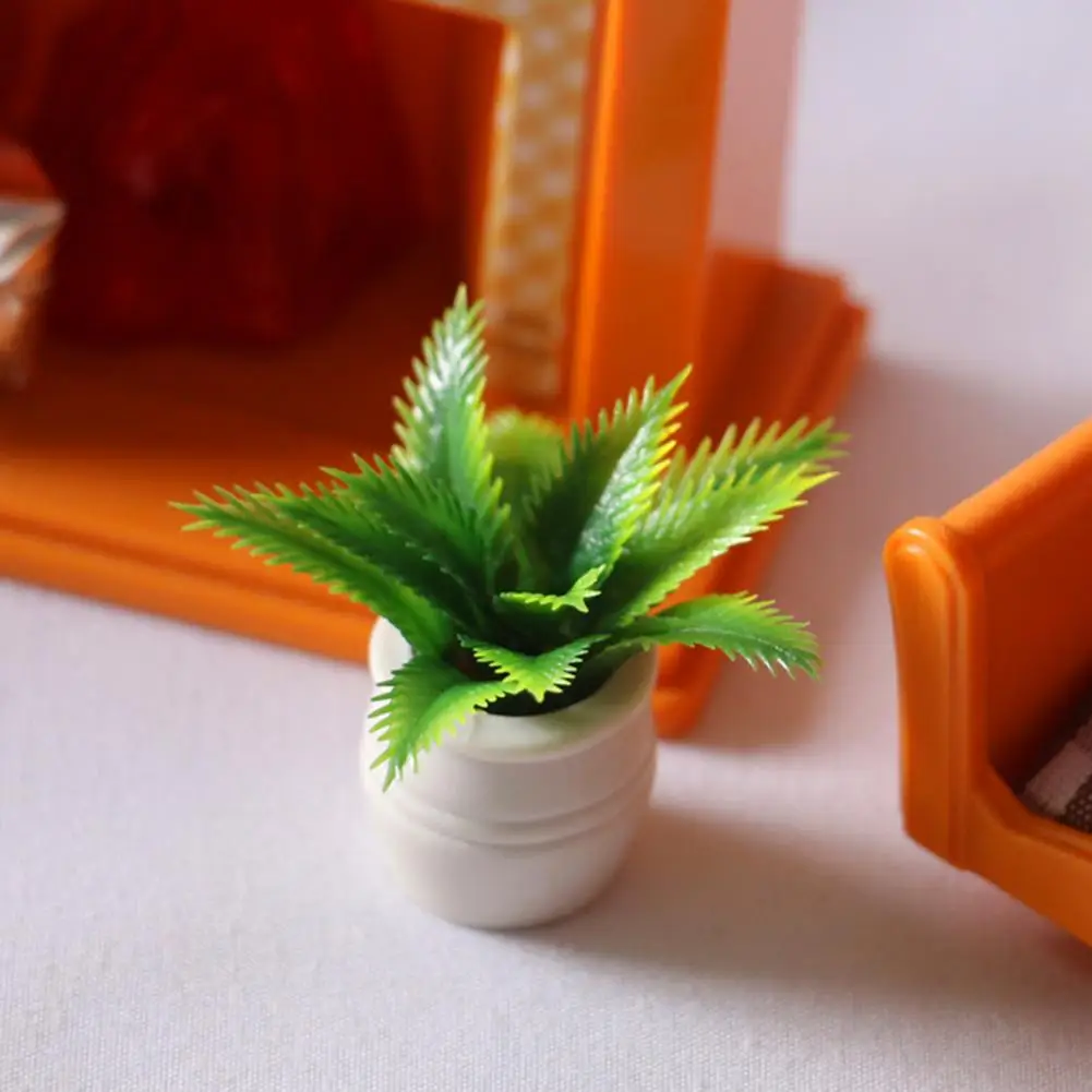 Miniature Tree Ornament Mini Green Plant Tree Potted Doll House Furniture Home Decor Kids Toy Flower Pots Fake Simulation Plants