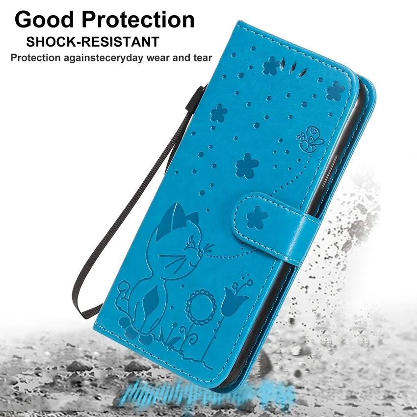 xiaomi leather case Cat bee flower Leather Phone Case For Xiaomi Mi Redmi Note 9 9A 9C 8 8T POCO X3 NFC 8A 7 6 10 Pro A3 TPU Wallet Flip Back Cover xiaomi leather case case