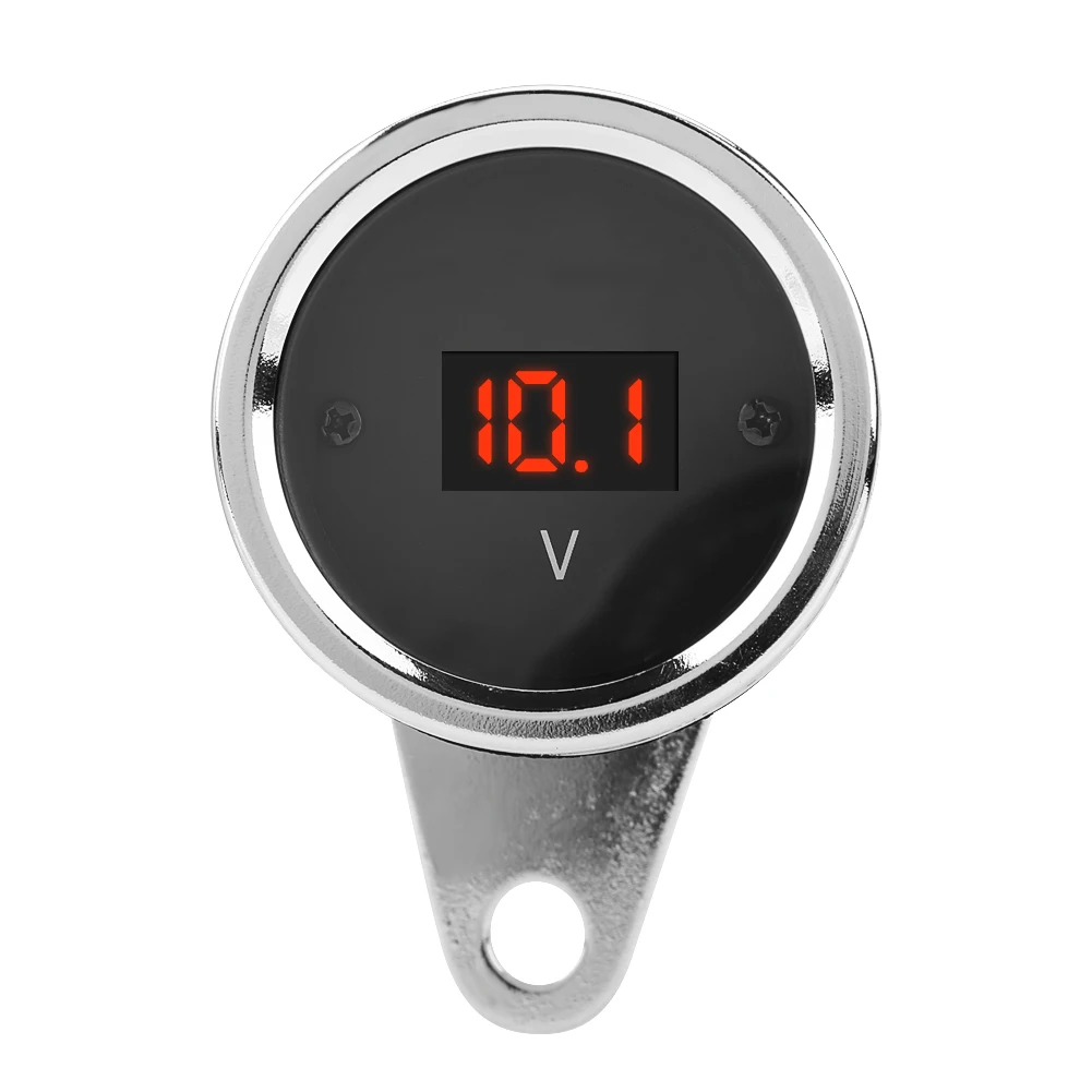 12V LED Light Digital Voltmeter Voltage Meter Gauge Chrome Plating Waterproof Universal for most motorcycle motorbike scooter | Автомобили